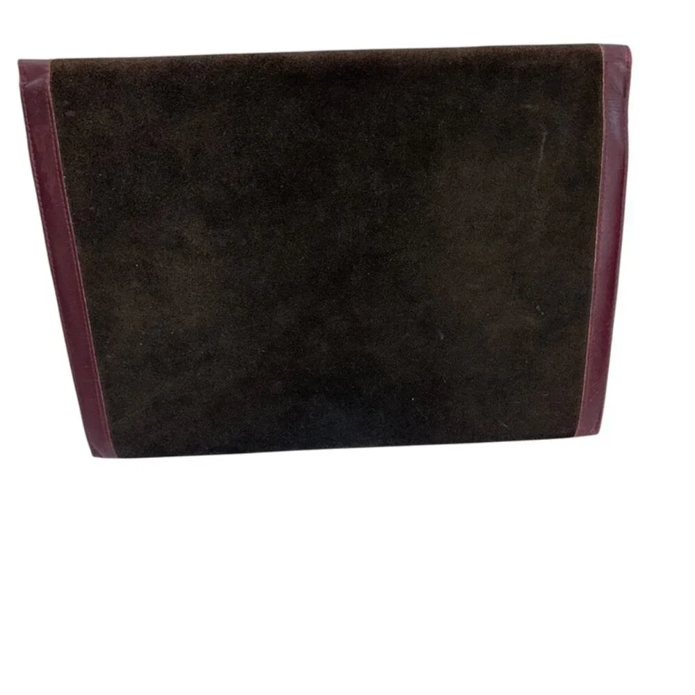 filofax vintage  brown leather suede cordovan trim document holder case